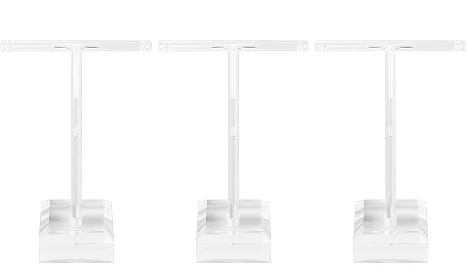 Lot de 3 présentoirs à bijoux en acrylique transparent – Support en T